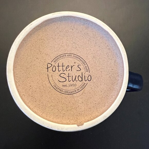 POTTER'S STUDIO White Ceramic Mug with Large Indigo Cobalt Blue Polka Dots - Picture 6 of 7